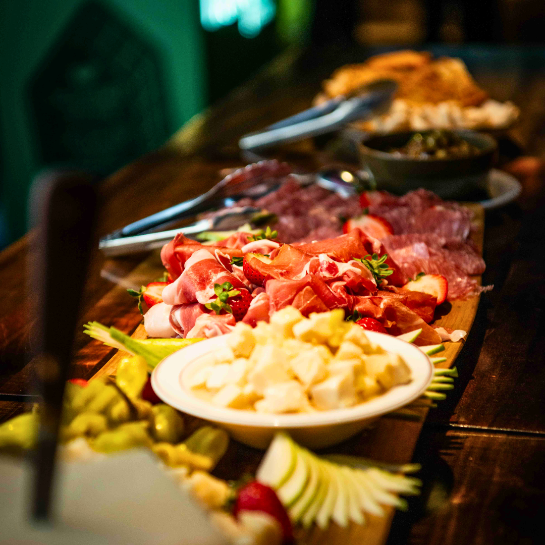 Amazing charcuterie board with cheeses and meats