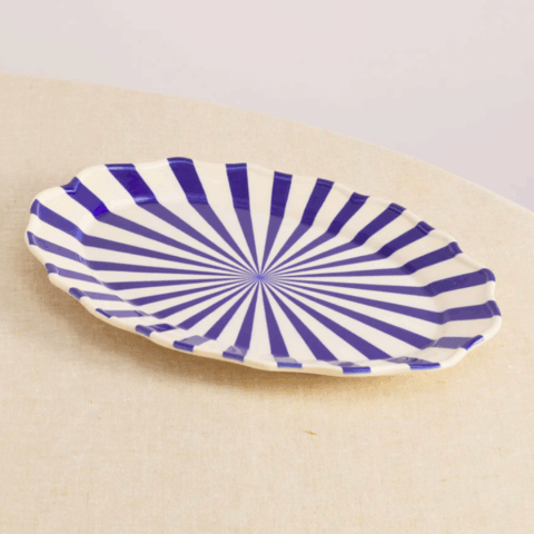 blue and white striped platter - mafalda