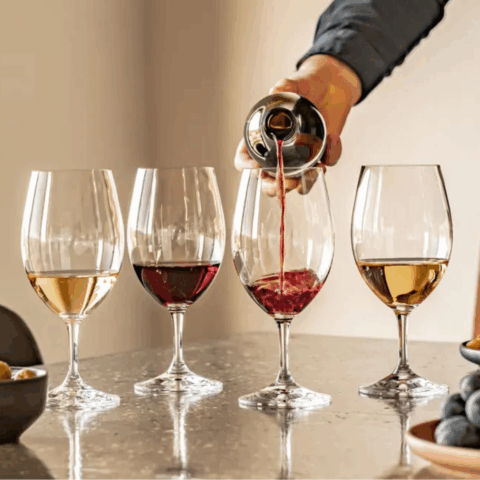 Four varietal-agnostic Riedel wine glasses