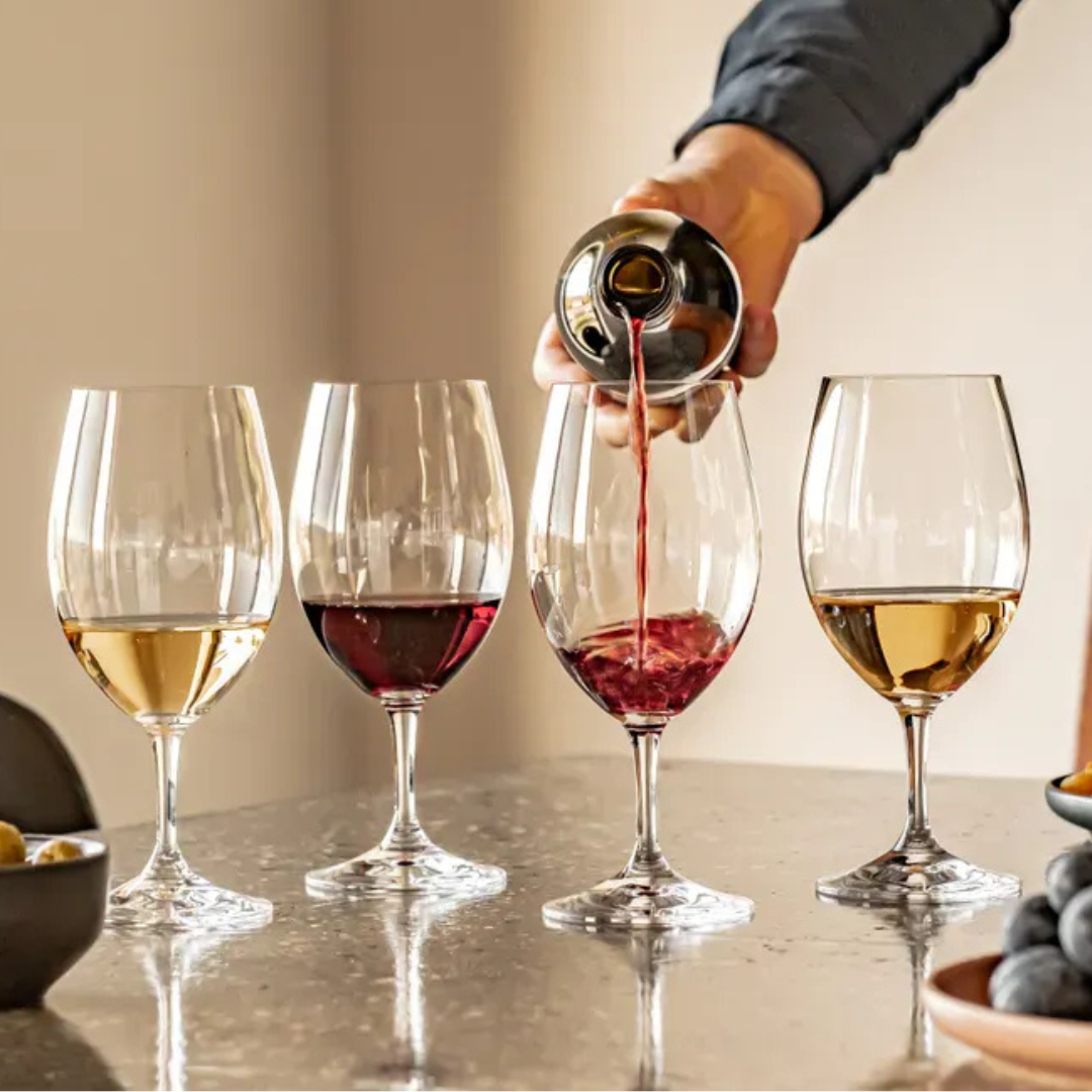Four varietal-agnostic Riedel wine glasses