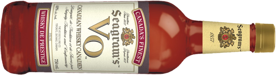 A red bottle of whisky with a tan label and cap. 