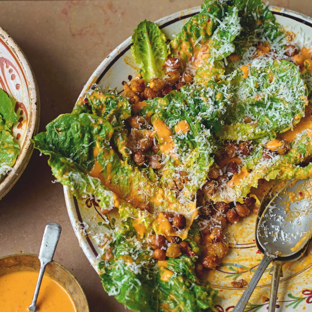 Harissa Caesar Salad With Crispy Spiced Chickpeas-image