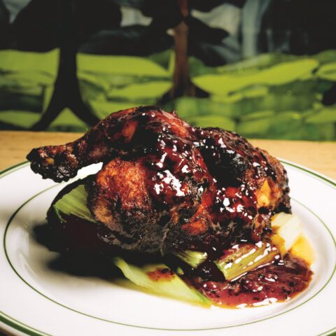 Roast Hen With Chalet Sauce on a plate